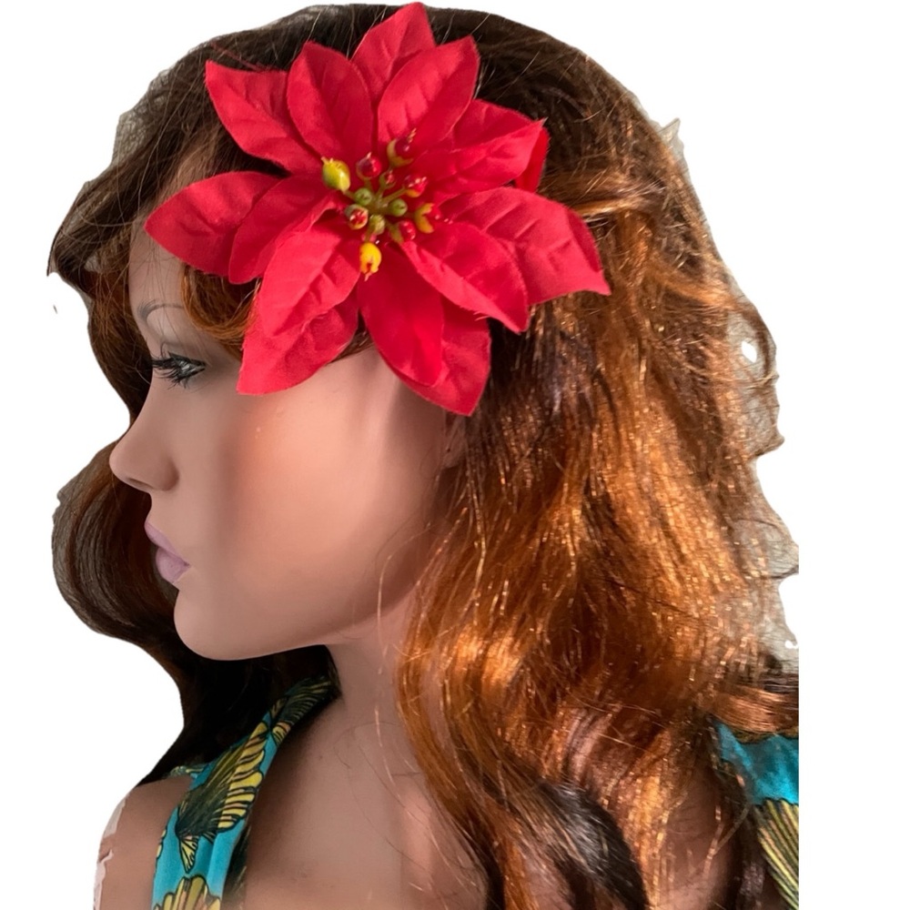 PINUP Rockabilly VLV Hair CLUB Red Fabric Floral One-Size - Picture 7 of 11